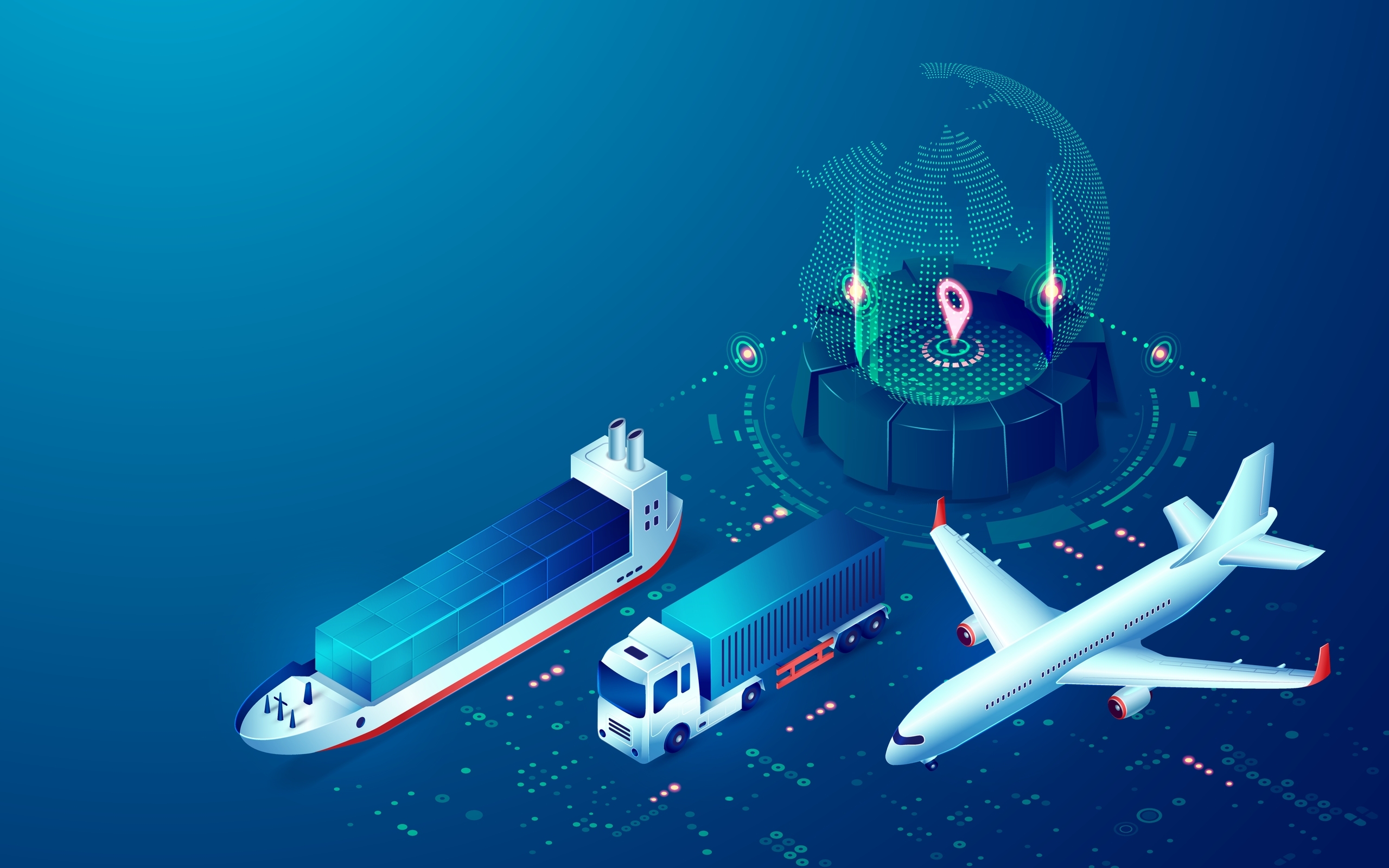 AI Technology infrastructure being transported globally.